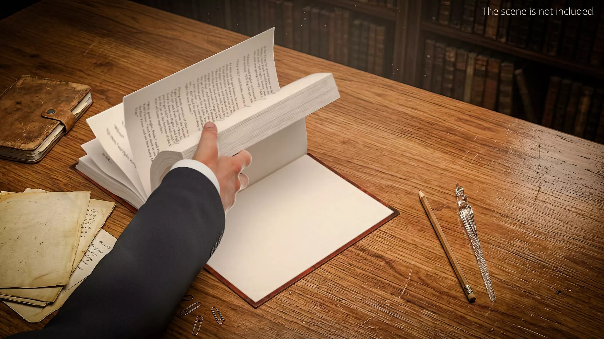 Book with Male Hands Set Animated Rigged For Maya 3D model