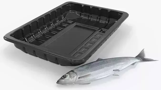 Vacuum Sealed Tray with Atlantic Herring Silver 3D model 3