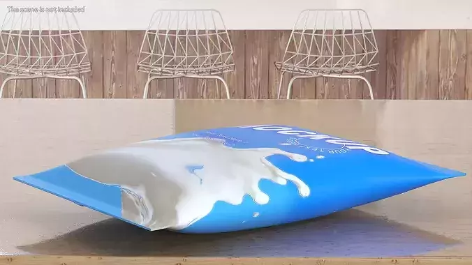 Pillow Shape Milk Package Mockup Blue Low-poly 3D model 6