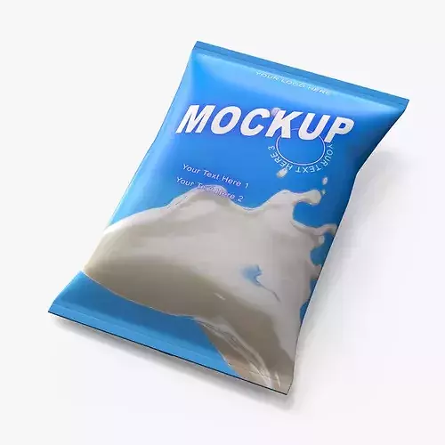 Pillow Shape Milk Package Mockup Blue Low-poly 3D model 2