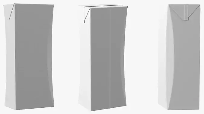 Beveled Edge Small Aseptic Carton with Straw Hole 3D model 7