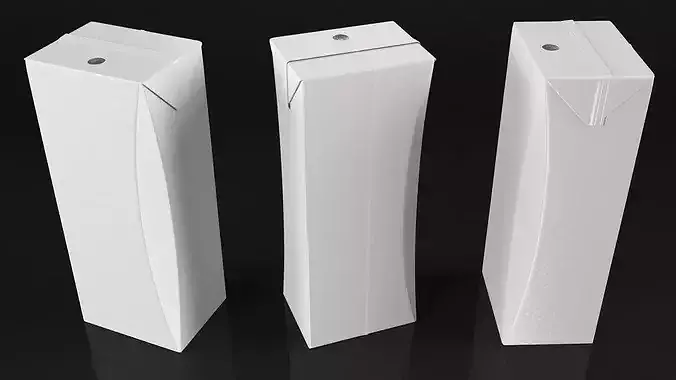 Beveled Edge Small Aseptic Carton with Straw Hole 3D model 5