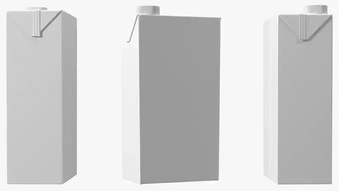 Rectangular Aseptic Carton Cap Pack 3D model 7