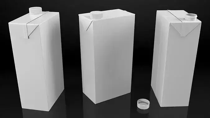 Rectangular Aseptic Carton Cap Pack 3D model 5