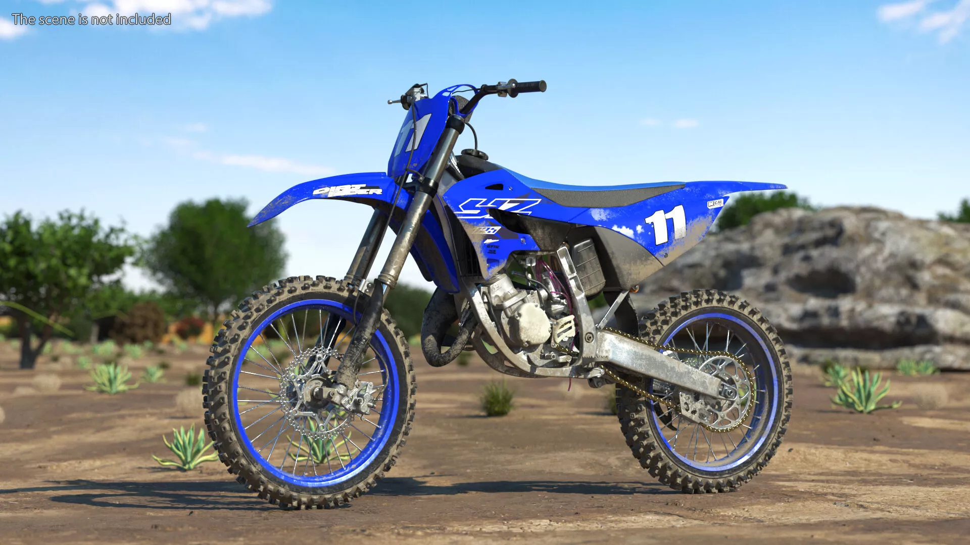 Yamaha YZ125 2022 Dirt Bike Rigged 3D model