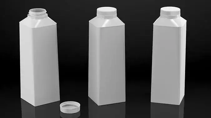 Carton Package for Cold Beverage with Cap 3D model 5