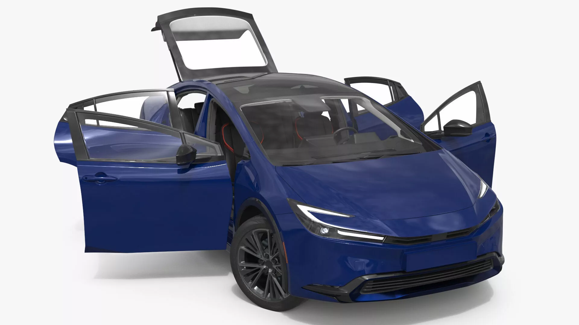 Hybrid Liftback Sedan Blue Rigged for Cinema 4D 3D model