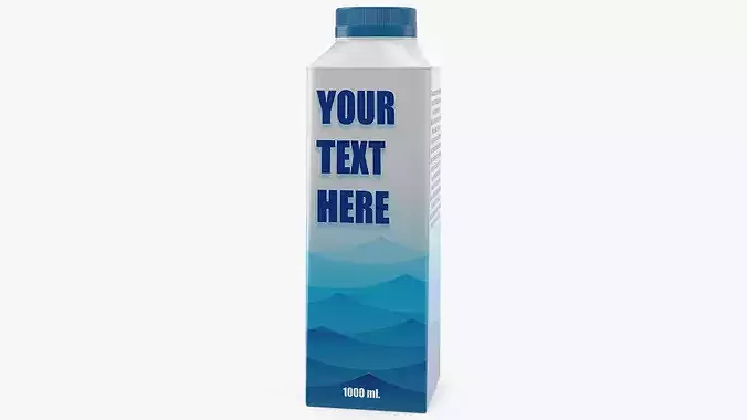 Blue Beverage Carton Package with Cap Mockup 3D model