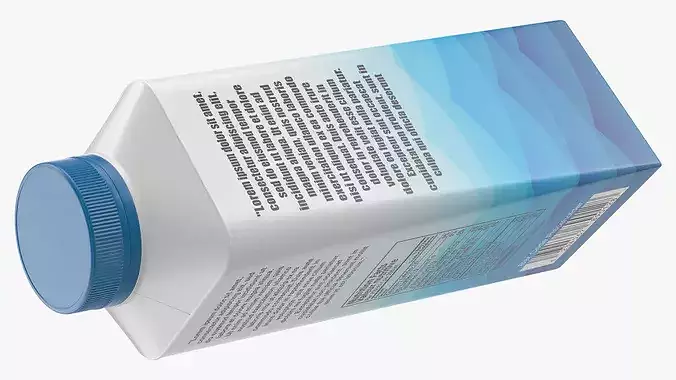 Blue Beverage Carton Package with Cap Mockup 3D model 7