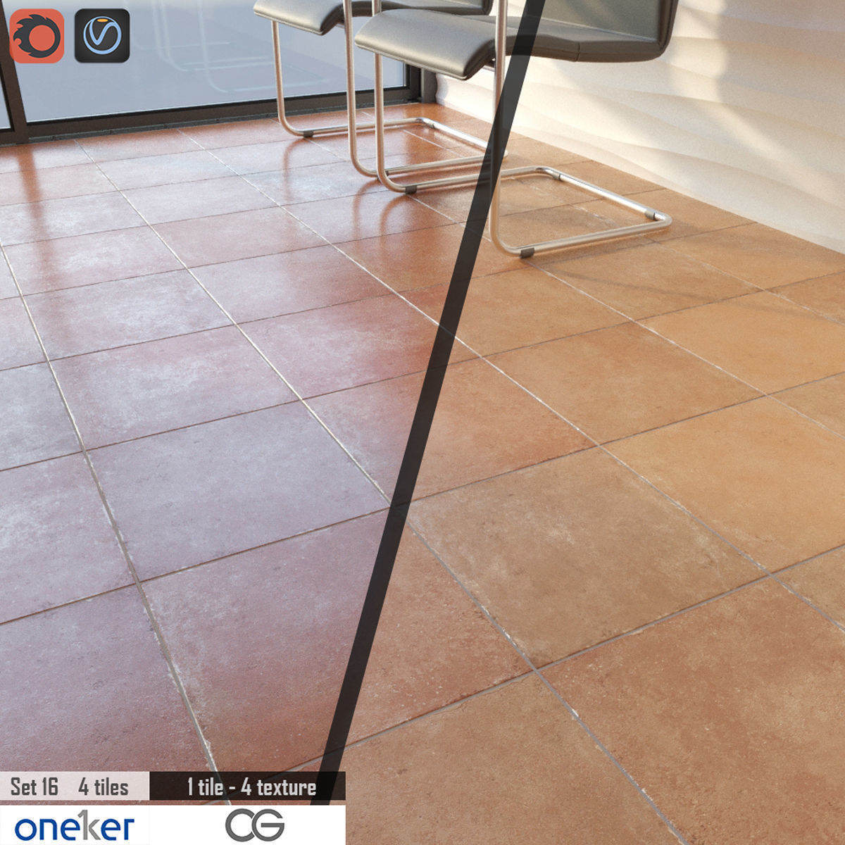 Oneker Tile Set 3D model_1