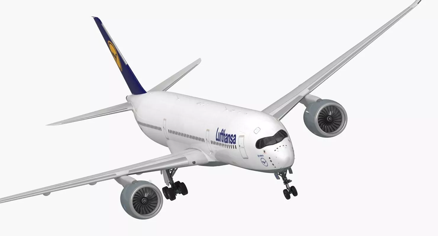 Airbus A350-900 Lufthansa Rigged 3D model