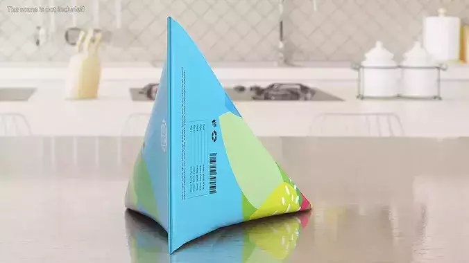 Triangle Aseptic Package Mockup in Blue 3D model 4