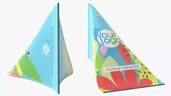Triangle Aseptic Package Mockup in Blue 3D model 7