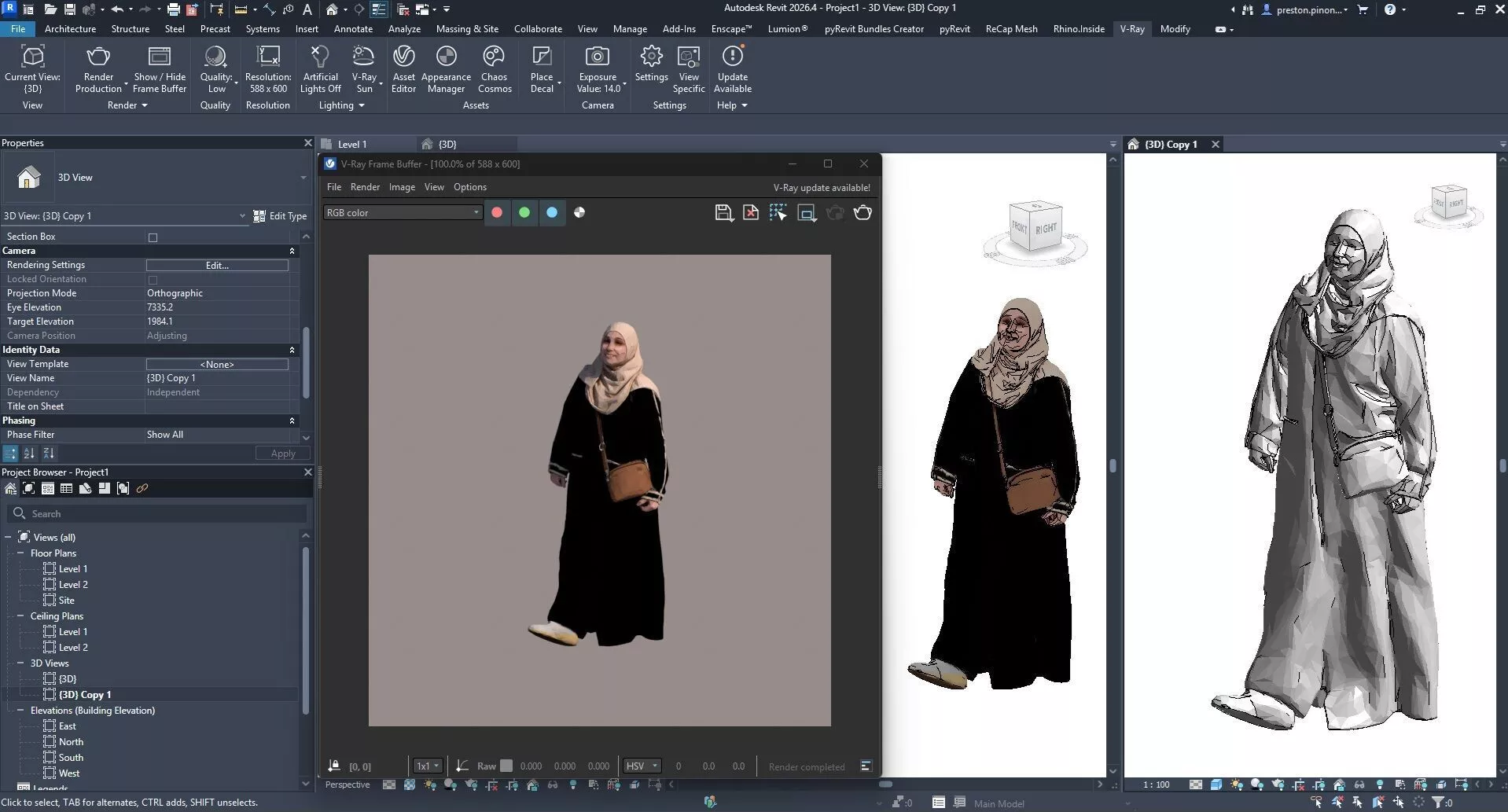 Arab Elderly Woman Walking PoseStatic Budget Scanned model 3D model