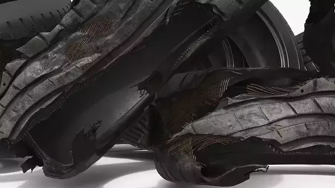 Worn Vehicle Tire Heap Old 3D model 5