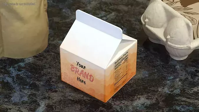Gable Top Carton Packaging Mockup Orange Low-poly 3D model 4
