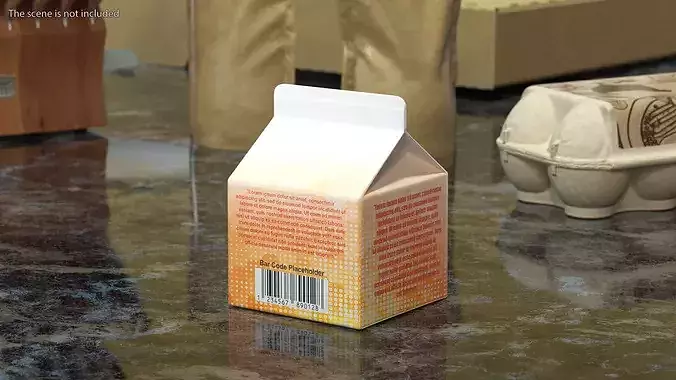 Gable Top Carton Packaging Mockup Orange Low-poly 3D model 3