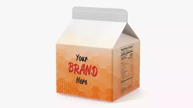 Gable Top Carton Packaging Mockup Orange Low-poly 3D model