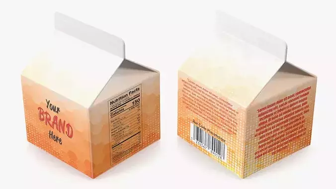 Gable Top Carton Packaging Mockup Orange Low-poly 3D model 6
