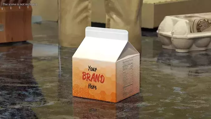Gable Top Carton Packaging Mockup Orange Low-poly 3D model 2