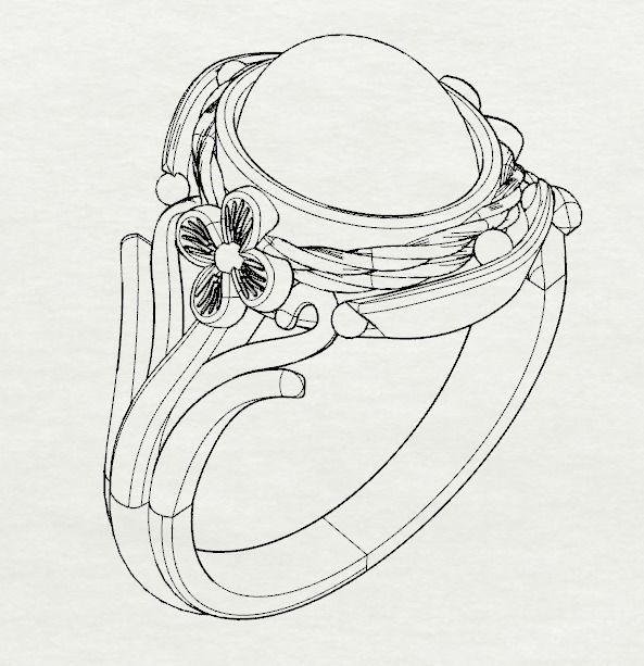 opalring  daimond ring flowerring 3D print model_2