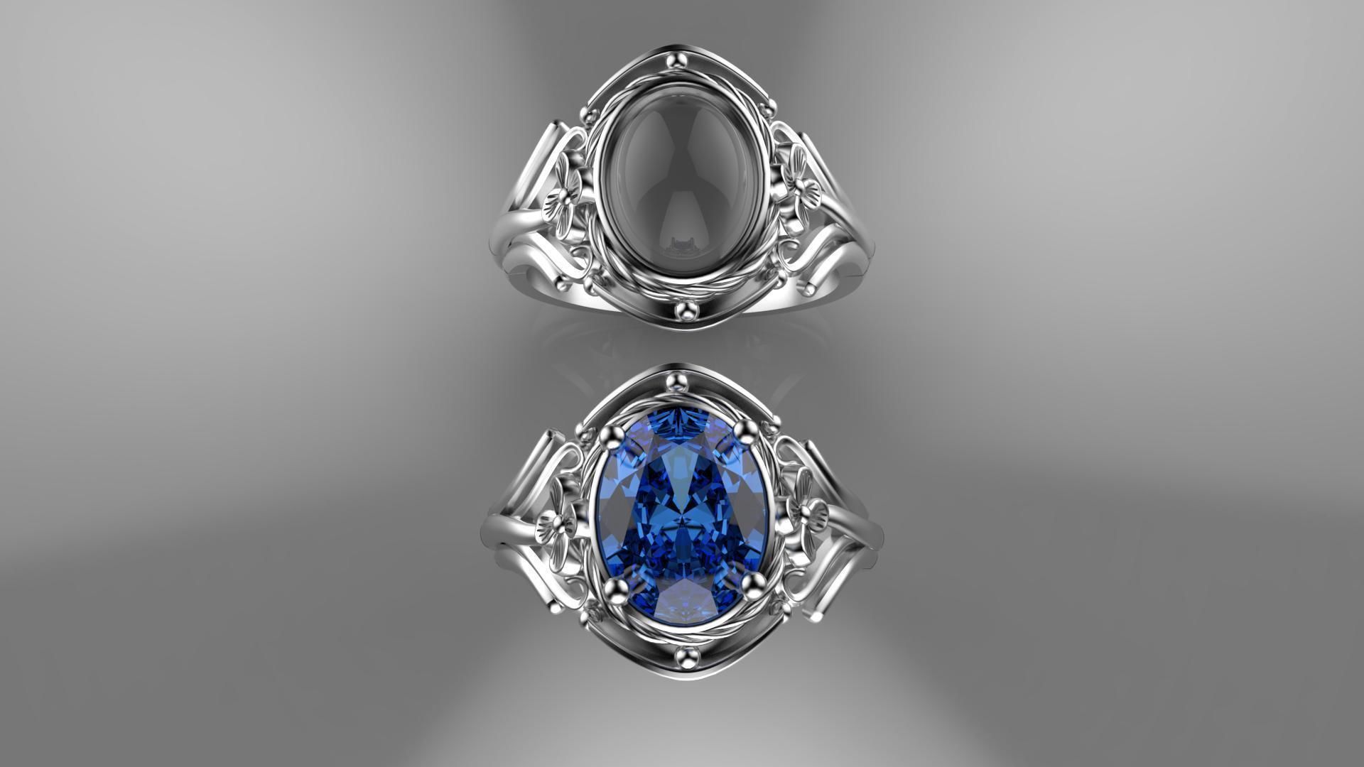 opalring  daimond ring flowerring 3D print model_1