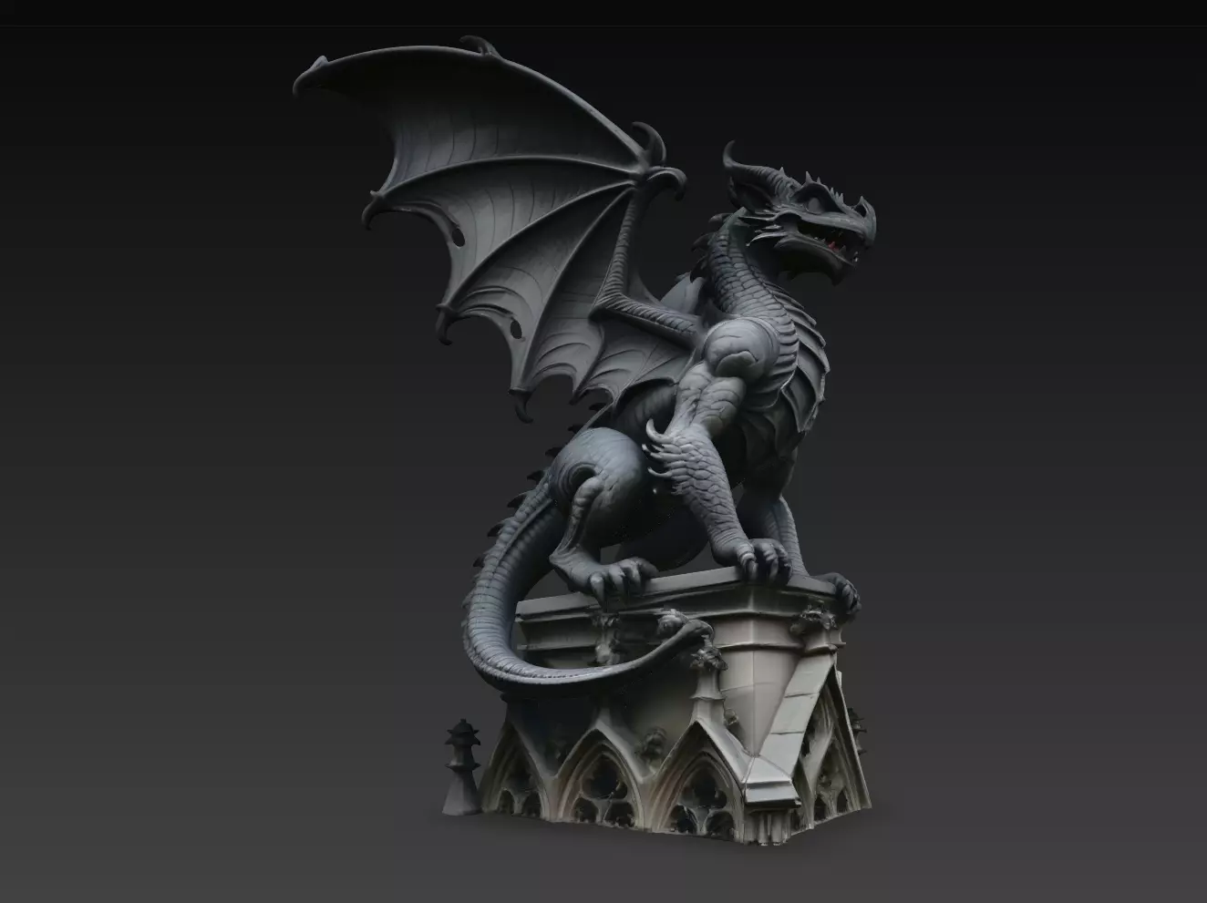 Winged Dragon Gothic Cathedral Guardian STL Print Model 3D print model