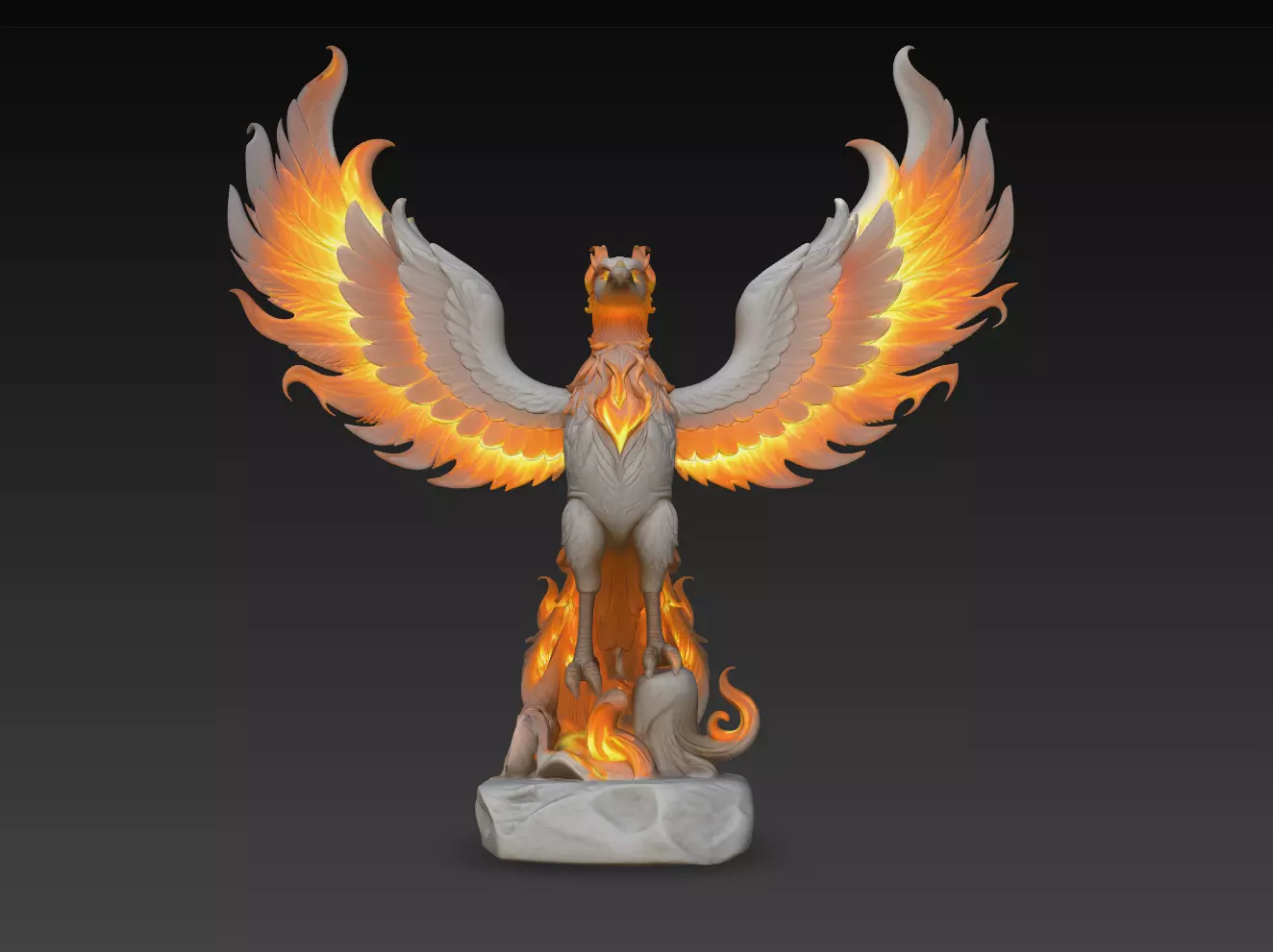 Phoenix Rising Fire Wings Fantasy Statue STL Model 3D print model