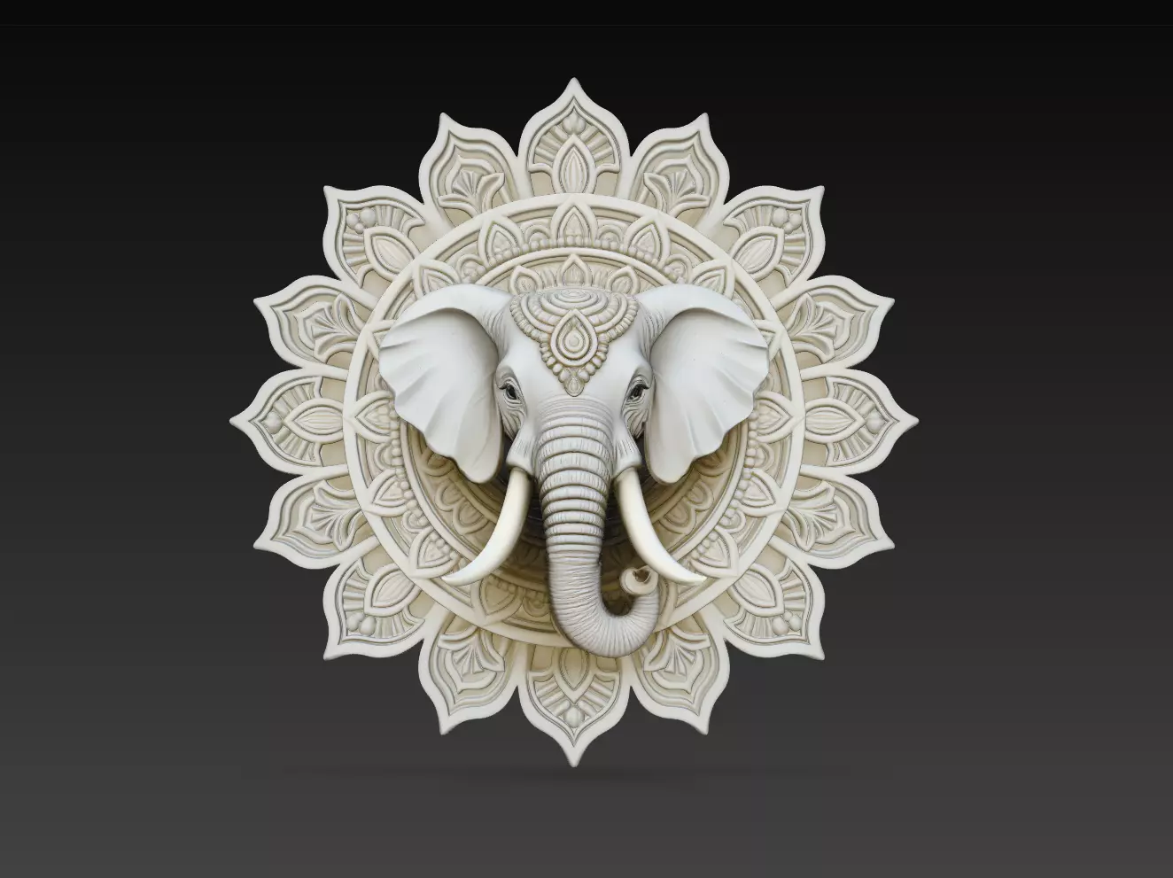 Elephant Mandala Wall Relief Sacred Decor STL Model 3D print model