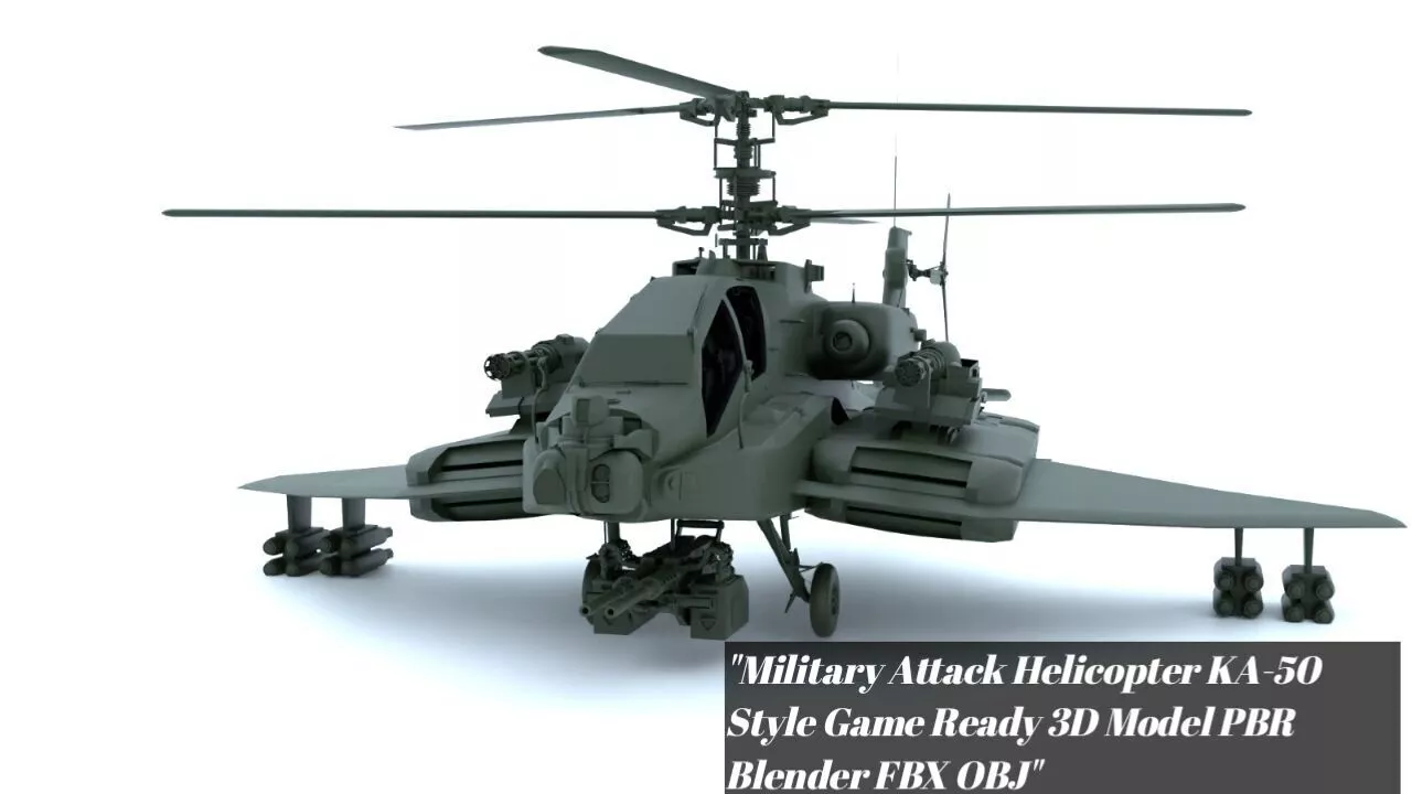 Military Attack Helicopter KA 50 Style Game Ready 3D Model PBR 3D model