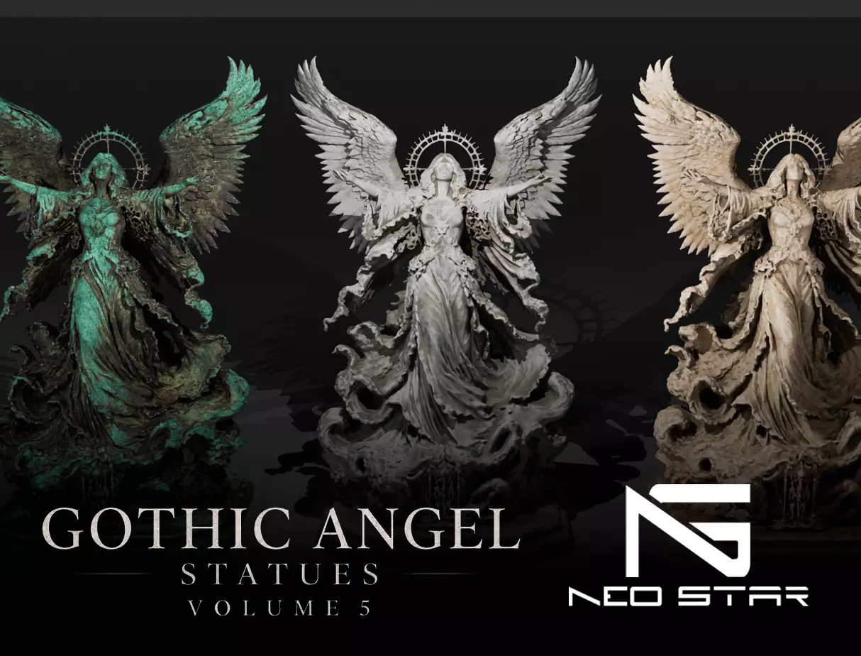 Gothic Angel Statues Vol 5 Low-poly 3D model