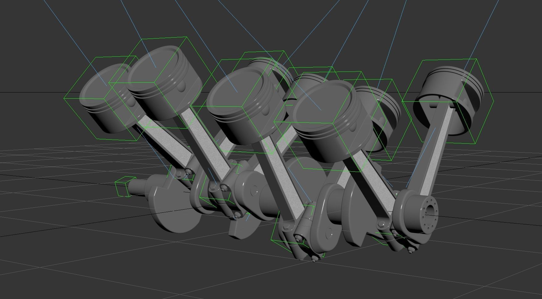 Animated V8 Engine 3D model_3