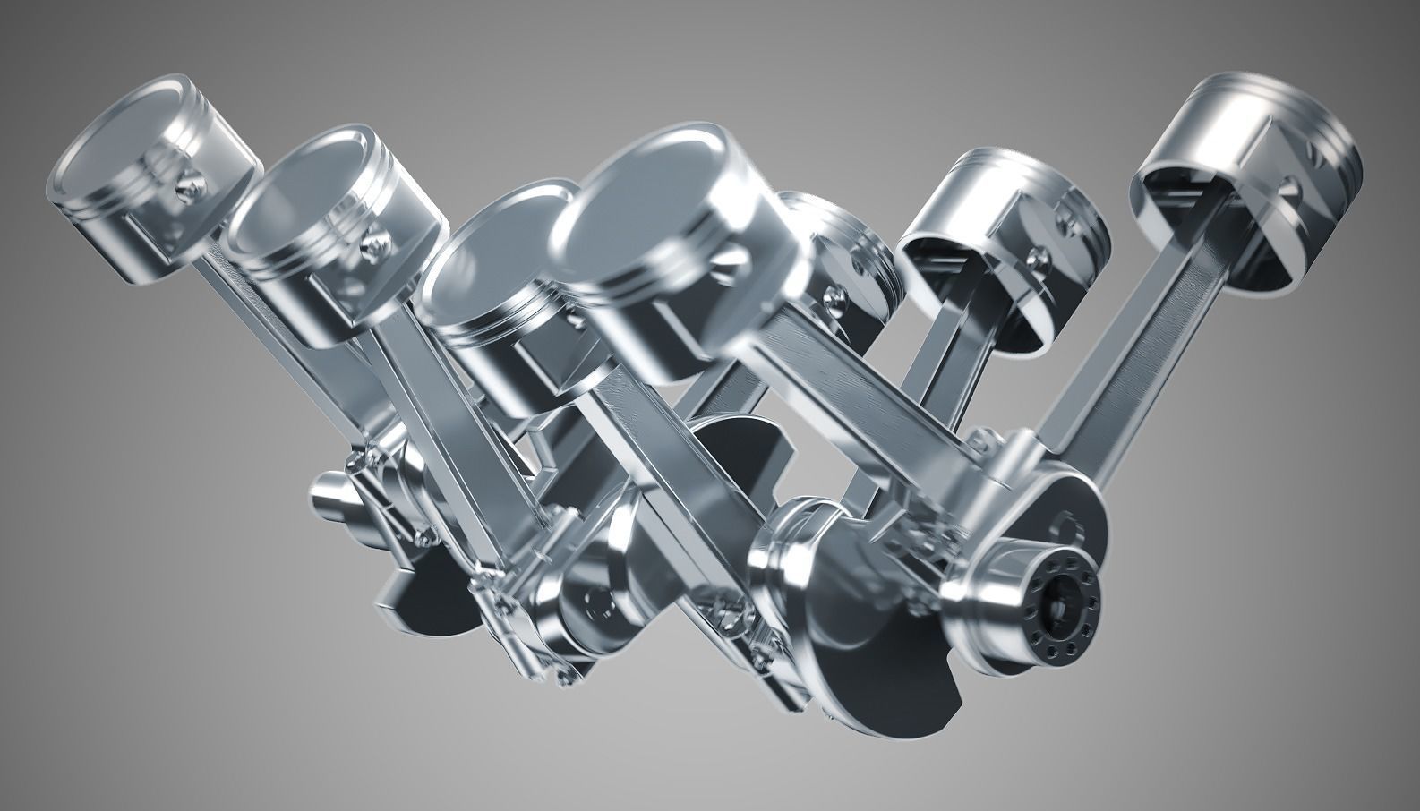 Animated V8 Engine 3D model_2