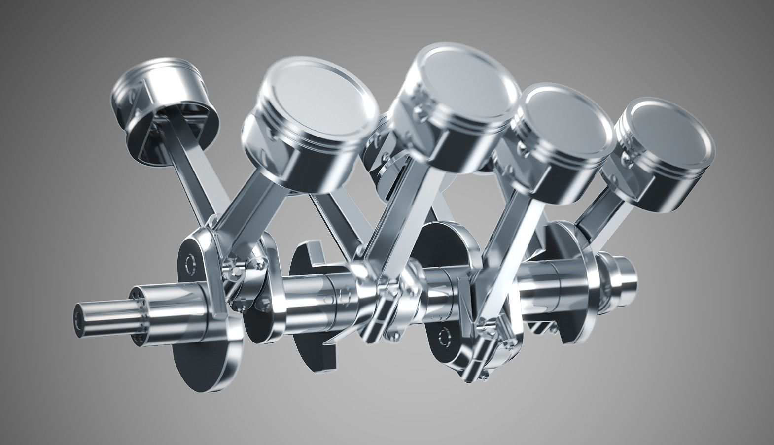 Animated V8 Engine 3D model_0