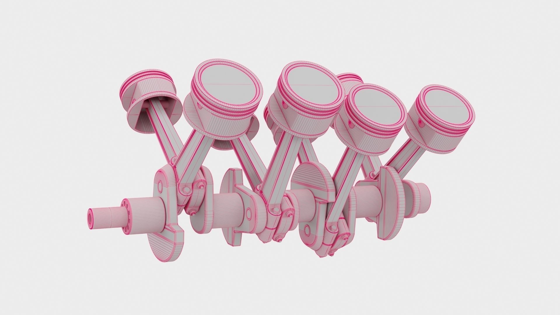 Animated V8 Engine 3D model_4