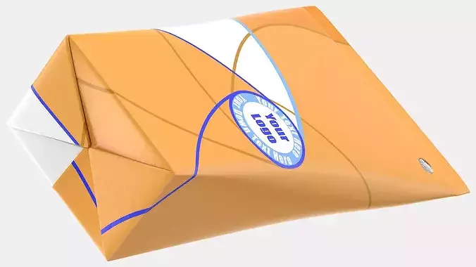 Aseptic Triangular Orange Liquid Packaging 3D model 7