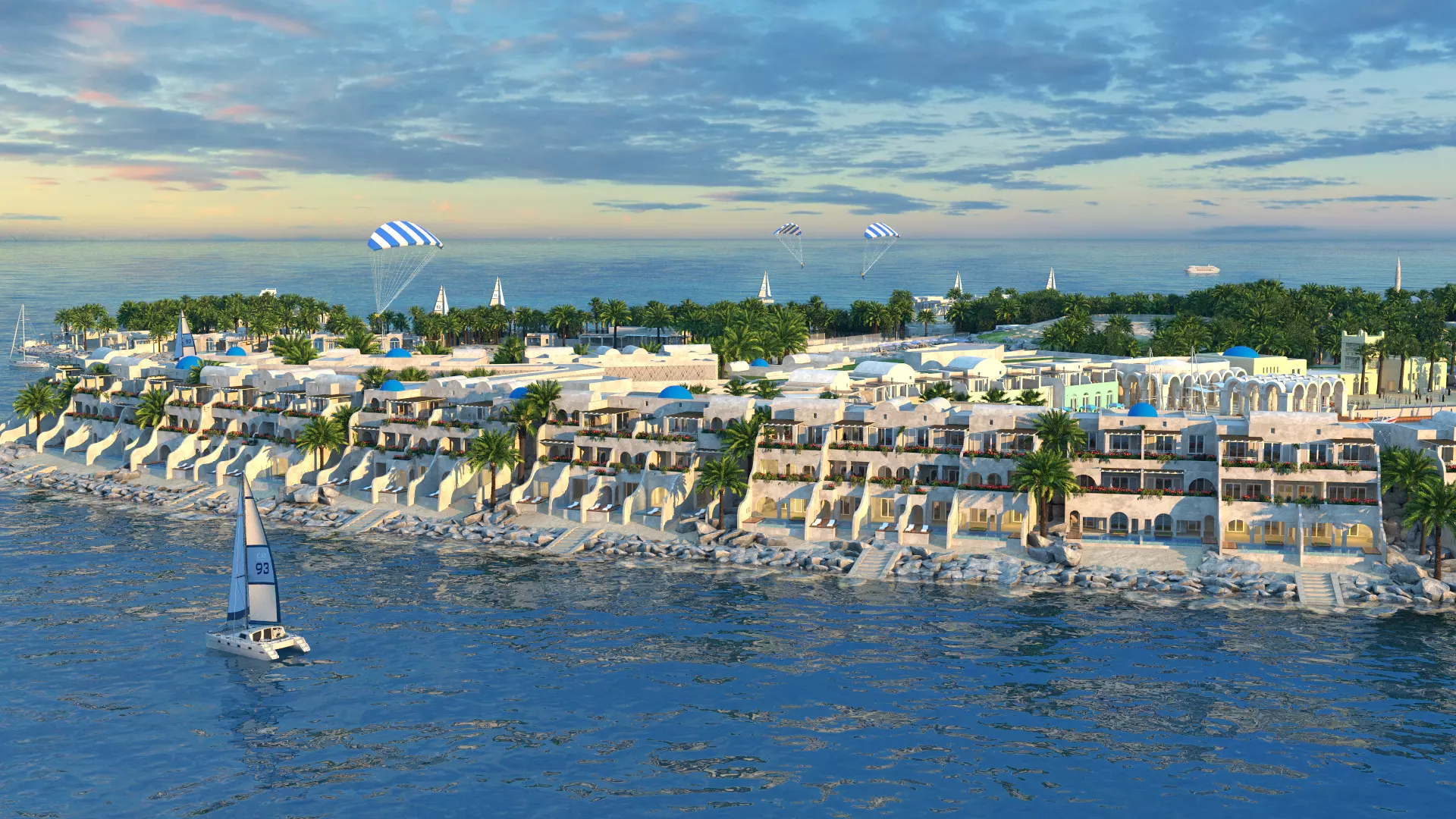Mediterranean Middle East Island Resort 3D model