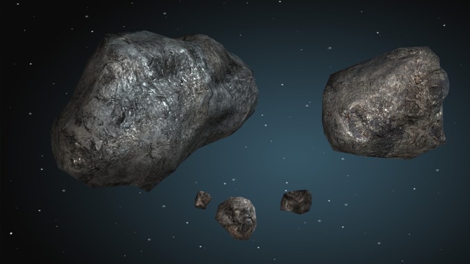 Asteroid Meteoroid set 3D Model Game ready .obj .fbx .ma ...