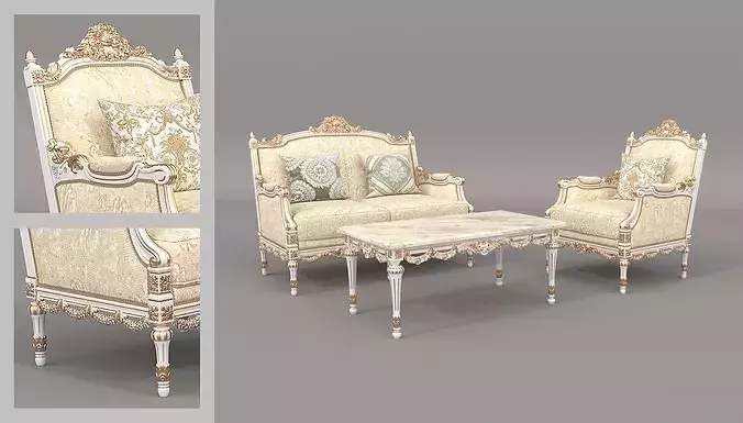 Royal Classic Living Room Set 6 3D model