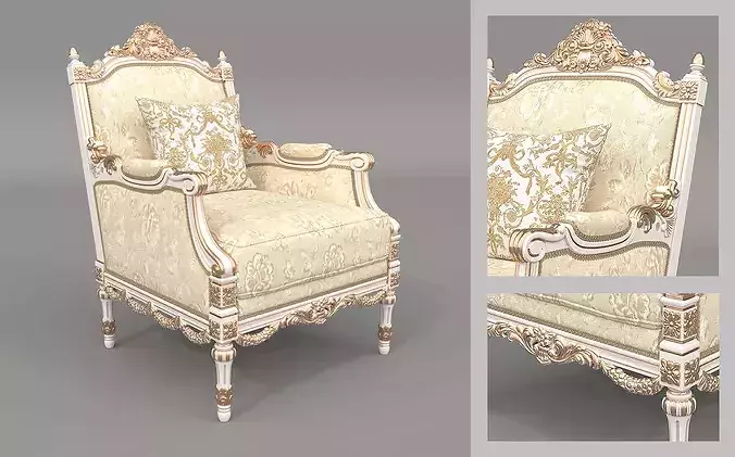 Royal Classic Living Room Set 6 3D model 6