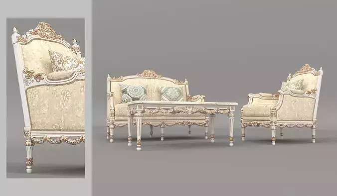 Royal Classic Living Room Set 6 3D model 3
