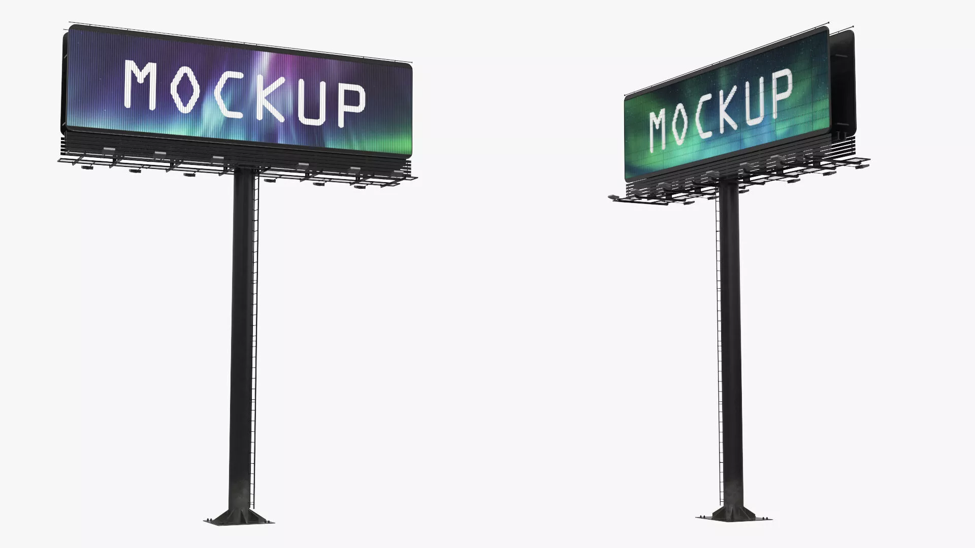 Mockup Outdoor Prism Billboard on Monopole Rigged for Cinema 4D 3D model