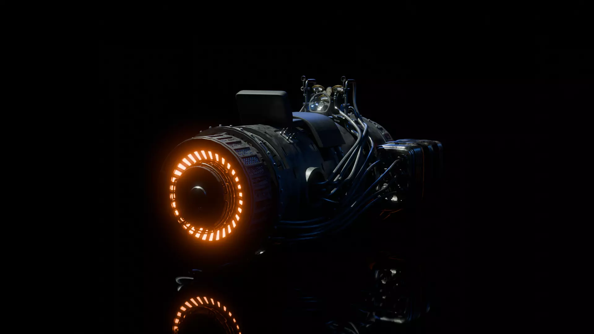 Futuristic cyberpunk-inspired hoverbike 3D model