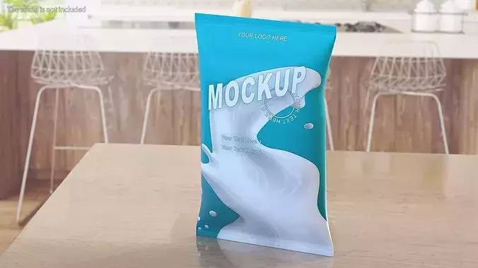 Pillow Shape Milk Package Mockup Green Low-poly 3D model 3