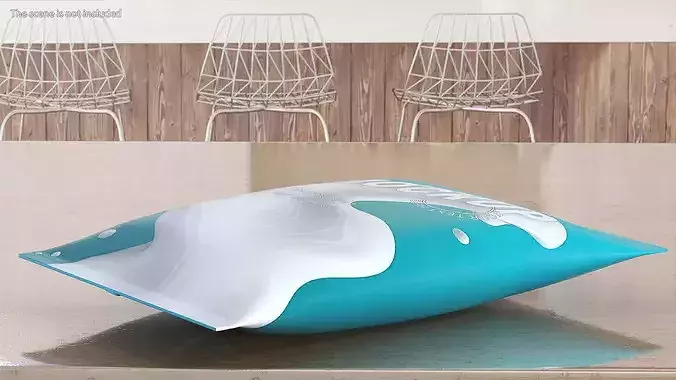 Pillow Shape Milk Package Mockup Green Low-poly 3D model 4