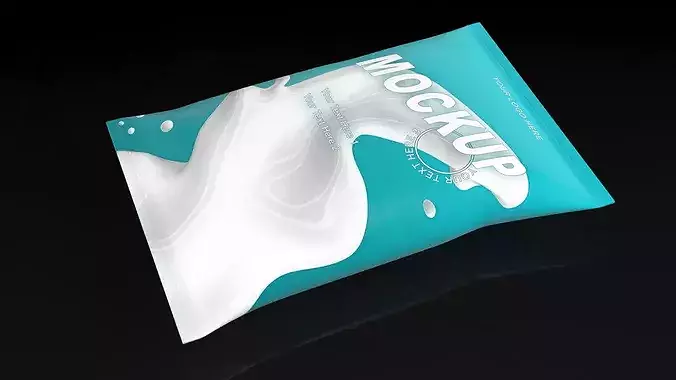 Pillow Shape Milk Package Mockup Green Low-poly 3D model 6