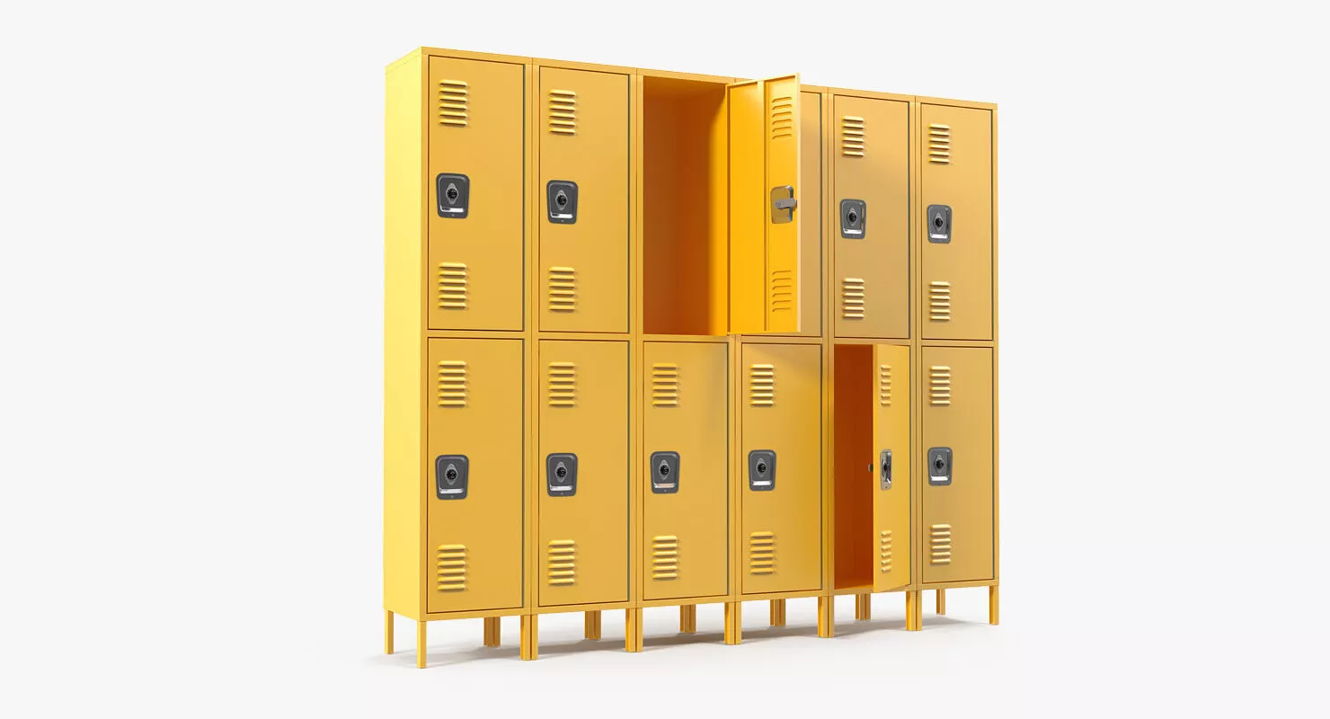 Commercial Two Row Lockers 3D model