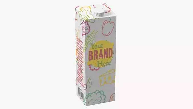 Mockup Aseptic Carton Package with White Screw Cap 3D model