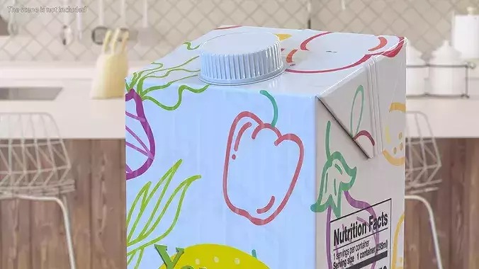 Mockup Aseptic Carton Package with White Screw Cap 3D model 5