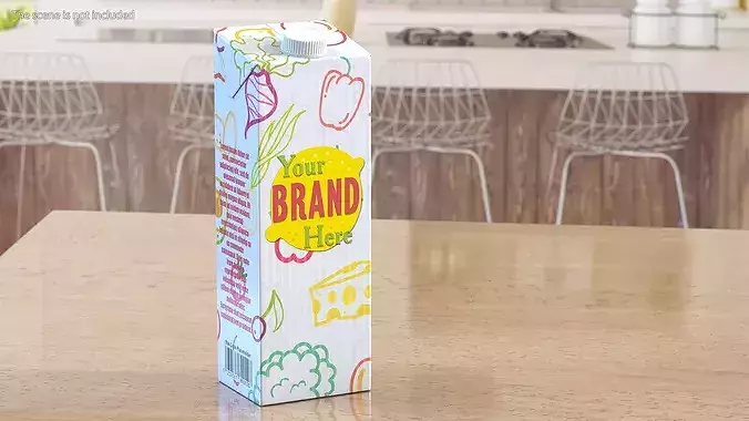 Mockup Aseptic Carton Package with White Screw Cap 3D model 4